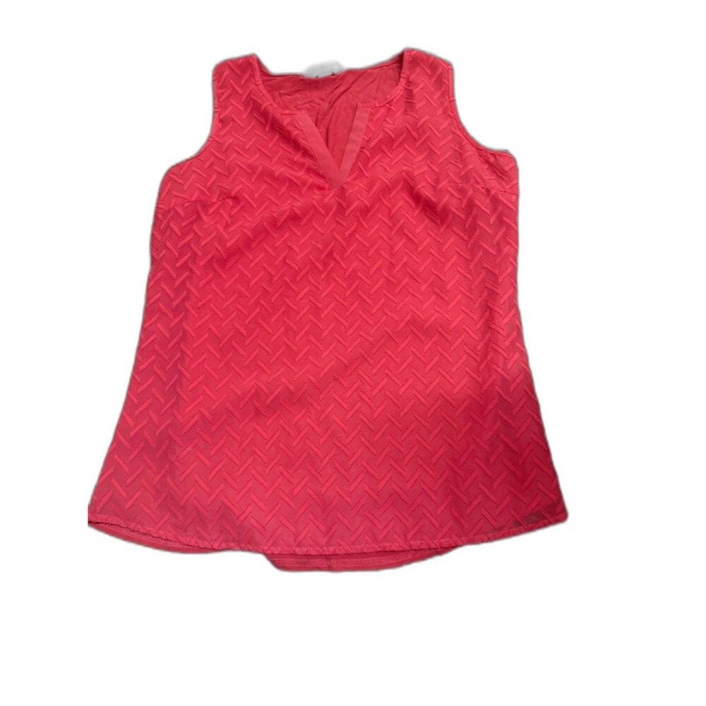 Market & Spruce Coral-Red Sleeveless V-Notch Textured Camisole